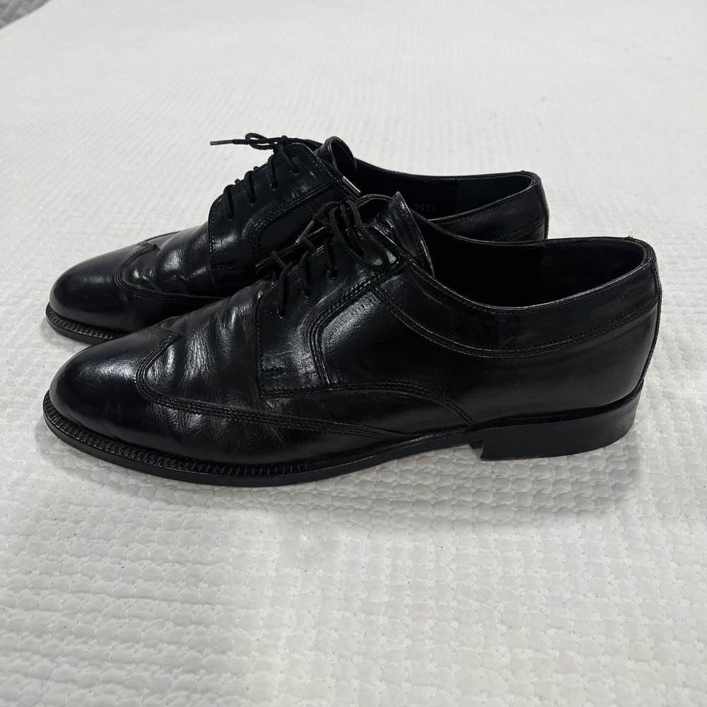 Stanley Blacker Leather Shoe Wingtip Handmade Italy  Men's Sz 9.5N Oxford